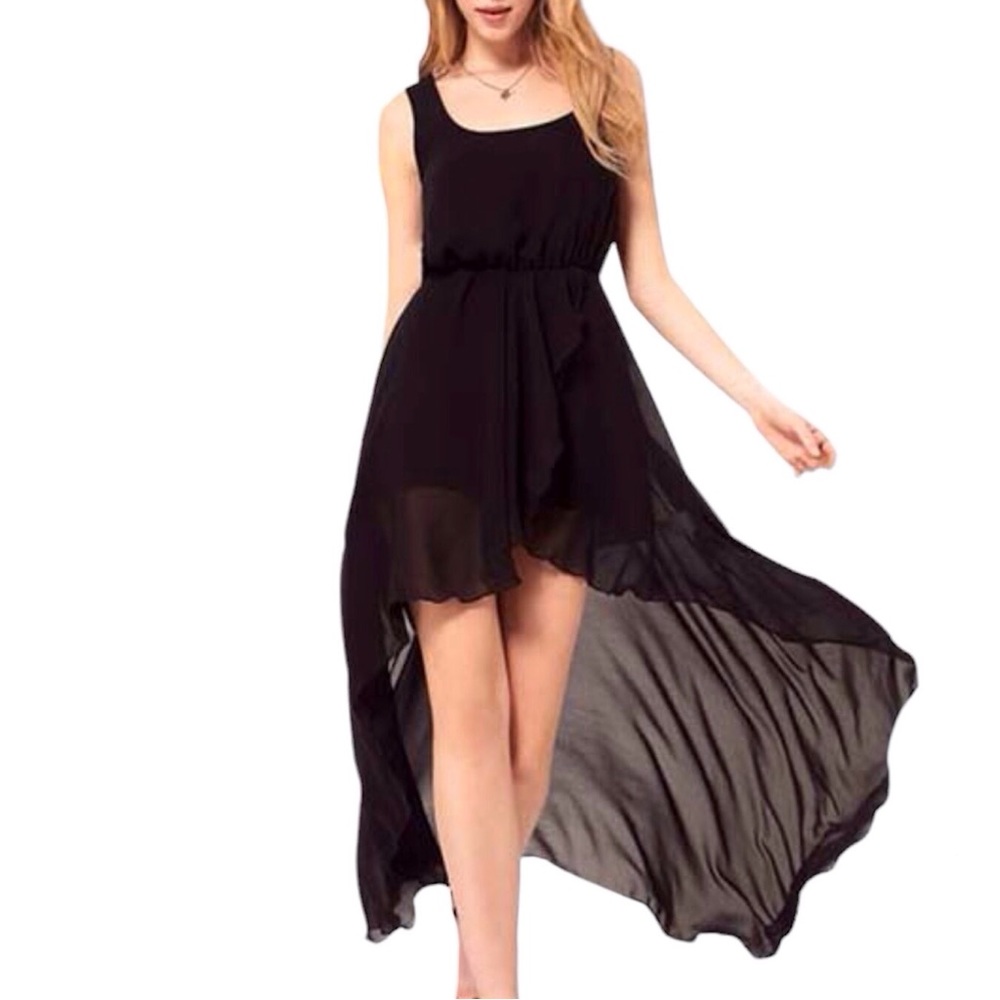 Urban Outfitters Sparkle And Fade Black Chiffon Hi Low Maxi Dress XS
